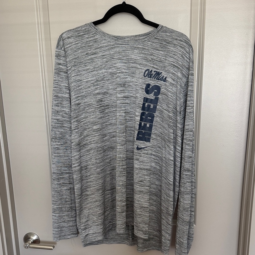 Nike Heather Gray Ole Miss Rebels Long Sleeve Shirt